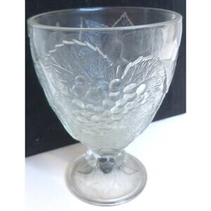 Pasabahce Fruit Embossed Heavy Pressed Glass Water Goblets Set of 3 Vintage